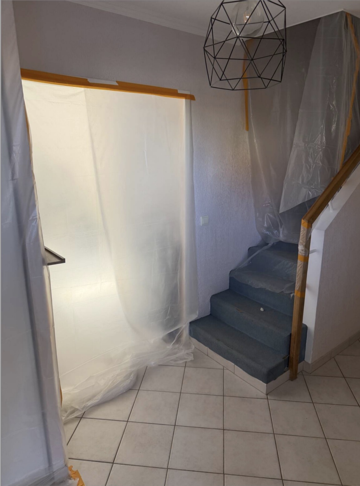 Chantier rénovation salle de bain — protection