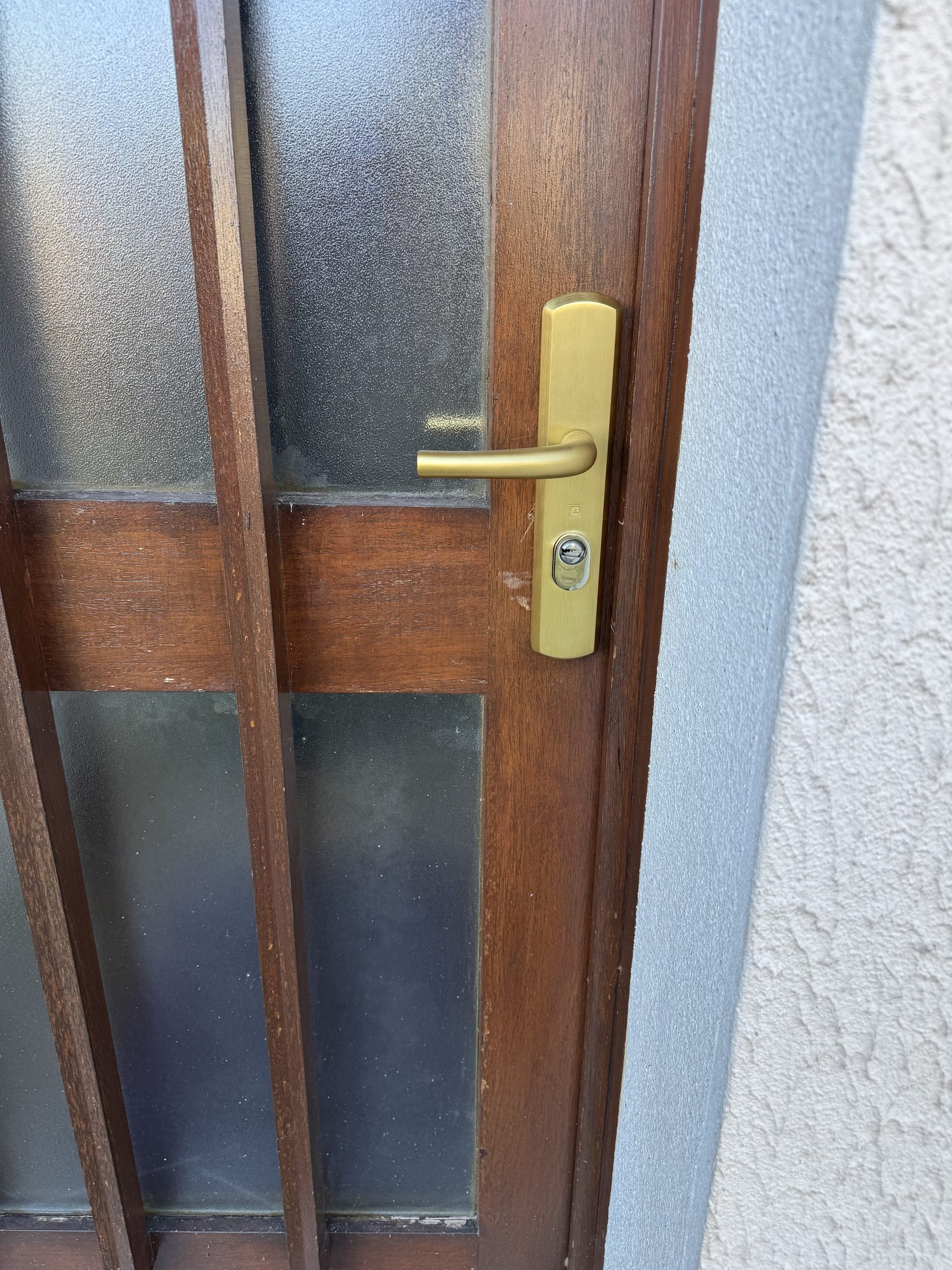 Poignée bronze + cylindre porte extérieure — Torcy